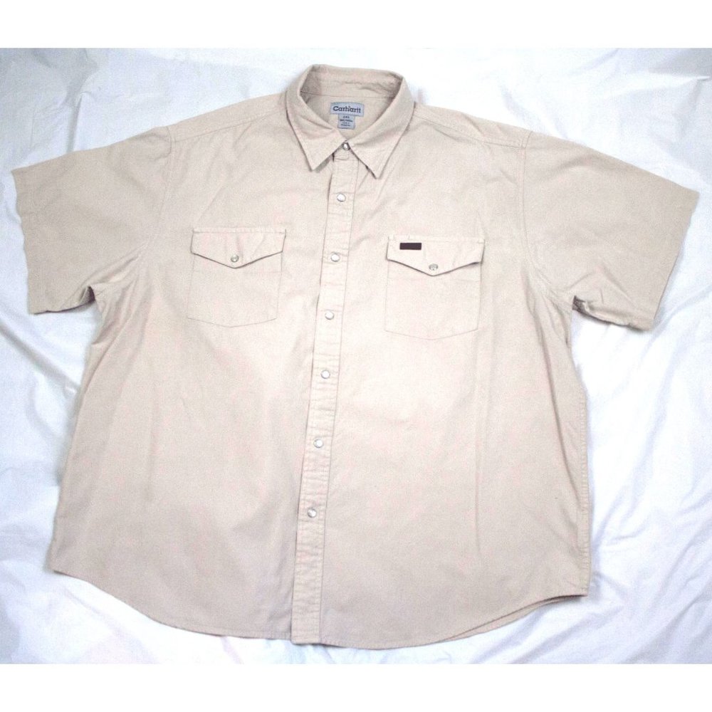 Carhartt Mens Short Sleeve Button Front Pearl Snap - Picture 1 of 5